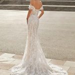 Elegant Tulle Boat Neck Lace-up Card Strap High Side Slit Bridal Gown